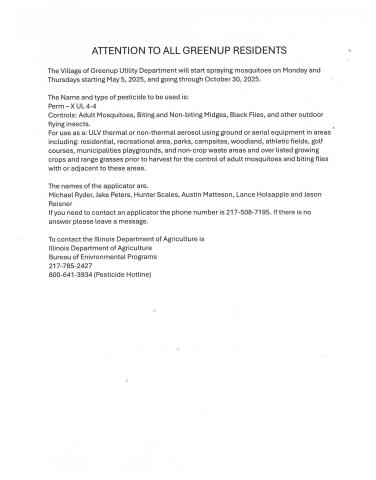 Mosquito Spraying Information